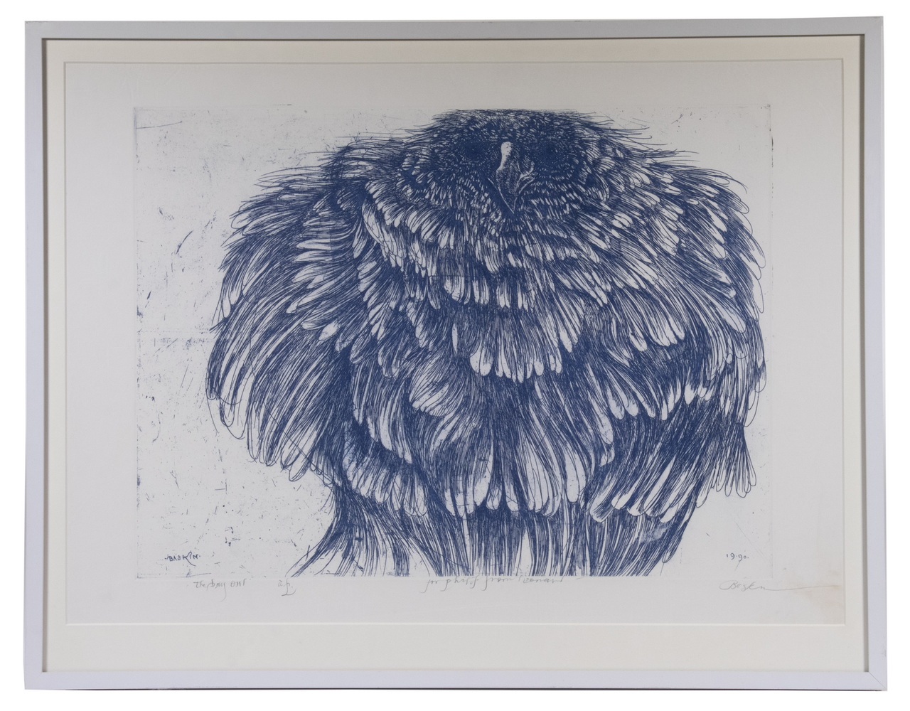 Appraisal: LEONARD BASKIN MA NY - The Day Owl etching on