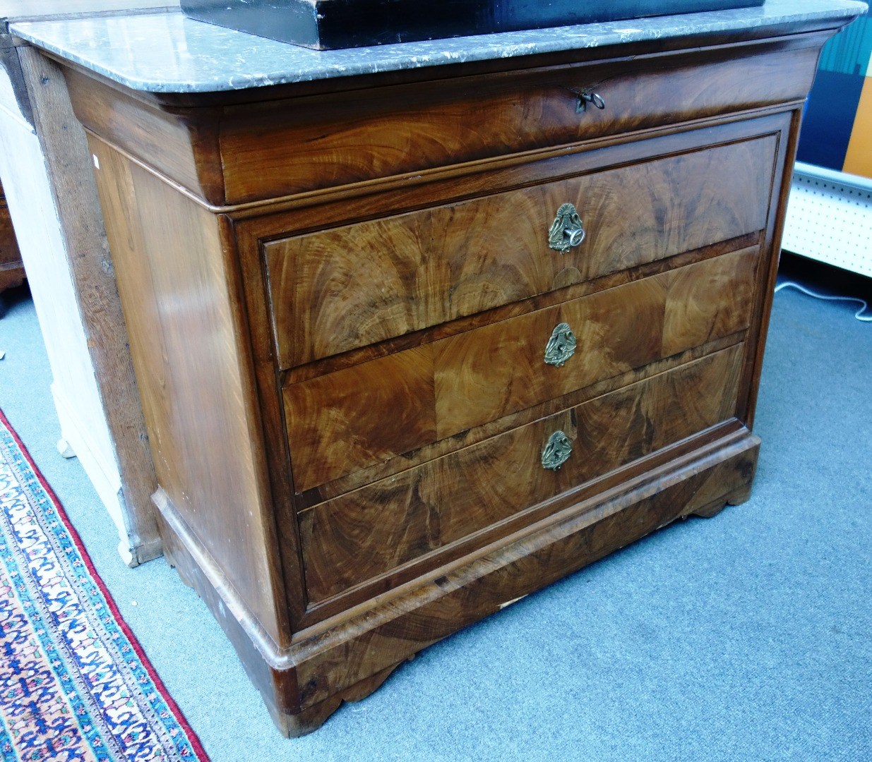 Appraisal: An early th century French commode the marble top over