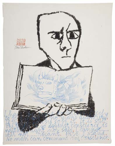 Appraisal: BEN SHAHN Credo Screenprint printed in black and blue on