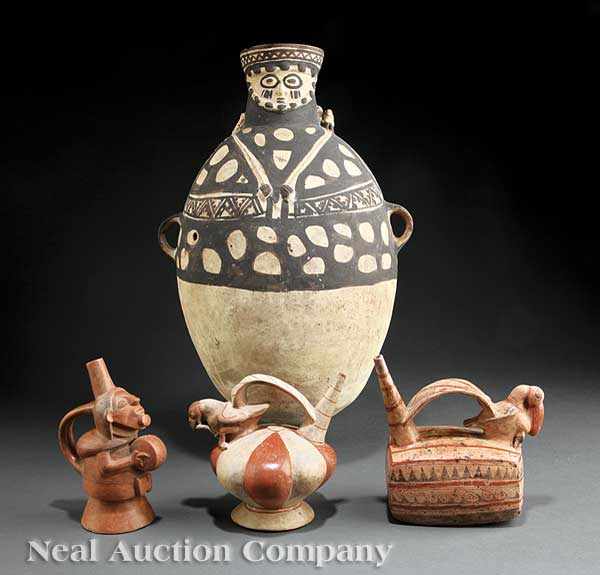 Appraisal: A Group of Pre-Columbian Peruvian Pottery Vessels including a Chancay