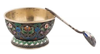 Appraisal: A KHLEBNIKOV GILT SILVER AND CLOISONNE ENAMEL SALT-CELLAR MOSCOW -