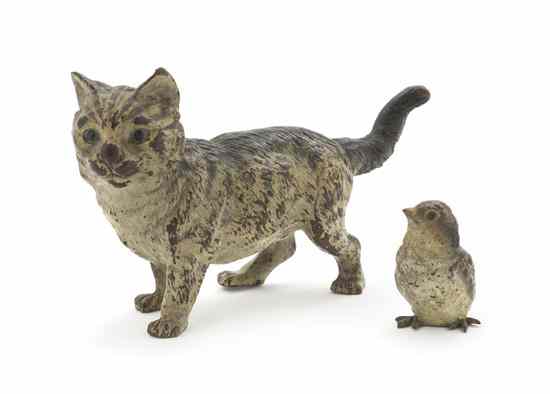 Appraisal: Two Austrian Cold Painted Bronze Animalier Figures Bergman one of