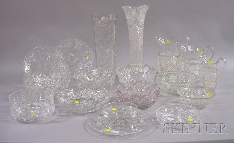 Appraisal: Ten Pieces of Colorless Cut Glass and Eight Pieces of