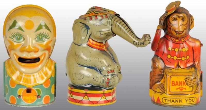 Appraisal: Lot of Tin Chein Mechanical Banks Description Includes an elephant