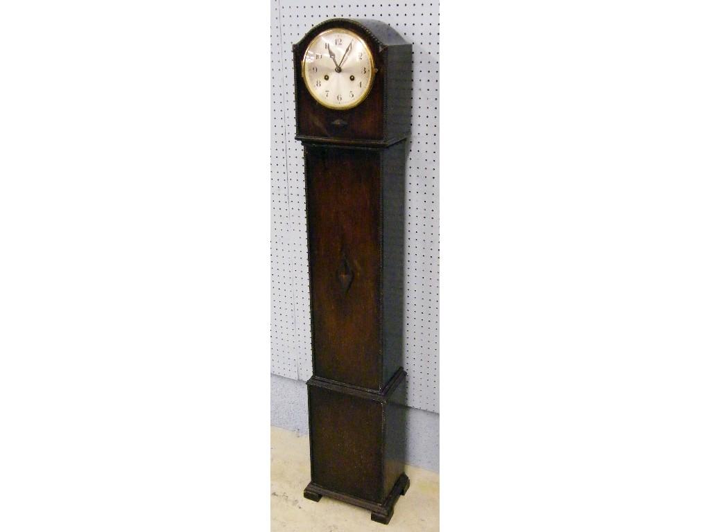 Appraisal: Mahogany single fusee wall dial clock the painted wooden dial