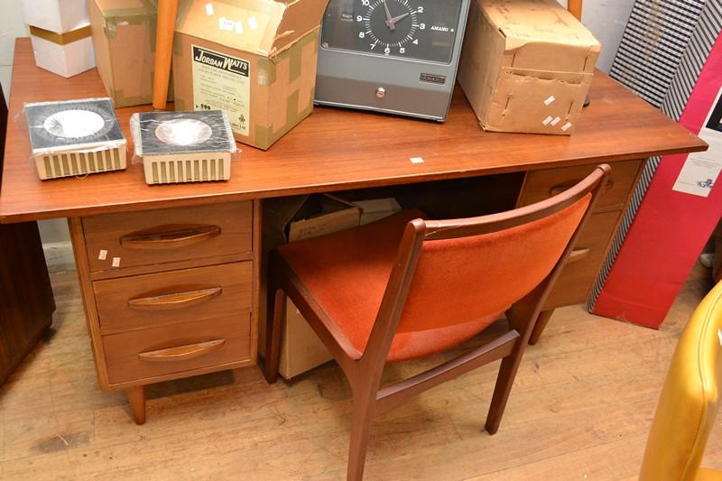 Appraisal: A 'S TEAK SIX DRAWER DESK A 'S TEAK SIX