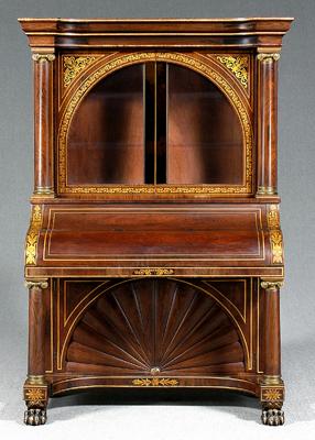 Appraisal: Philadelphia pianoforte case glazed doors and shelved interior rosewood veneer