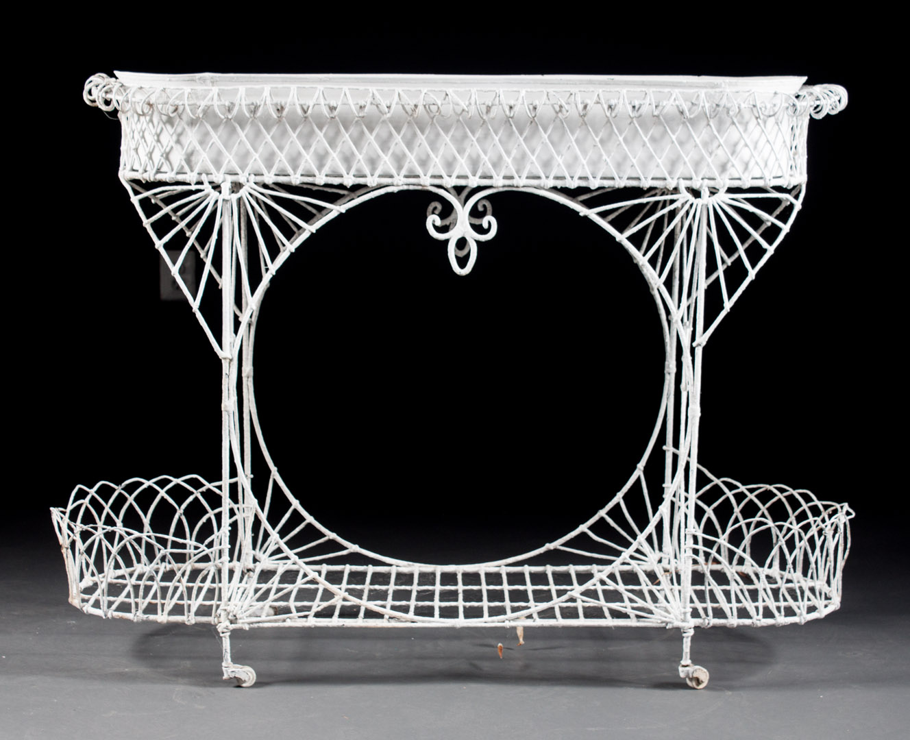 Appraisal: Victorian wirework planter late th century top with removable liner