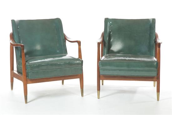 Appraisal: TWO CHAIRS AND A TABLE Mid th Century Pair of