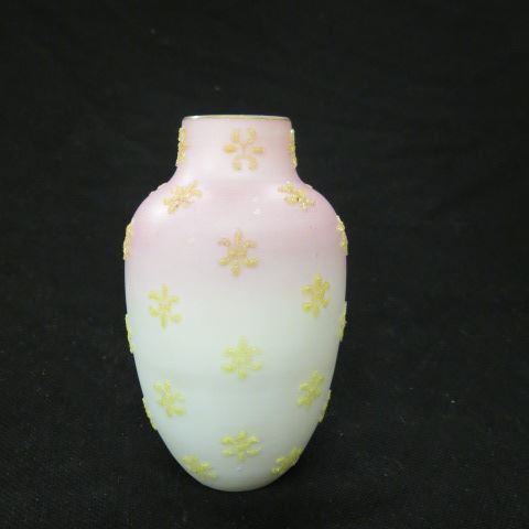 Appraisal: Coralene Art Glass Vase light peachblow style with fleur-de-lis decoration