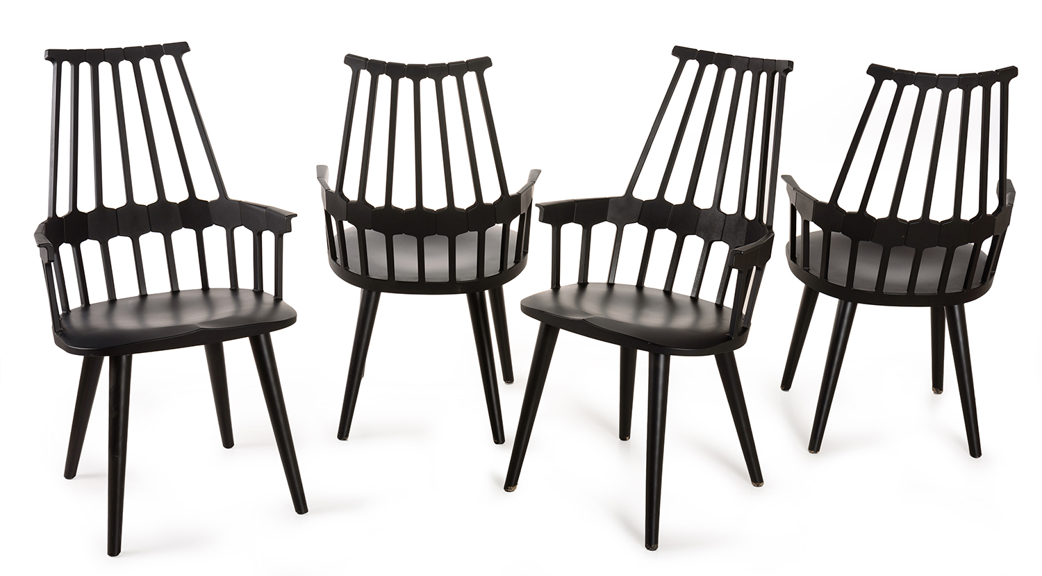 Appraisal: PATRICIA URQUIOLA FOUR COMBACK CHAIRS FOR KARTELL Basket style batch-dyed