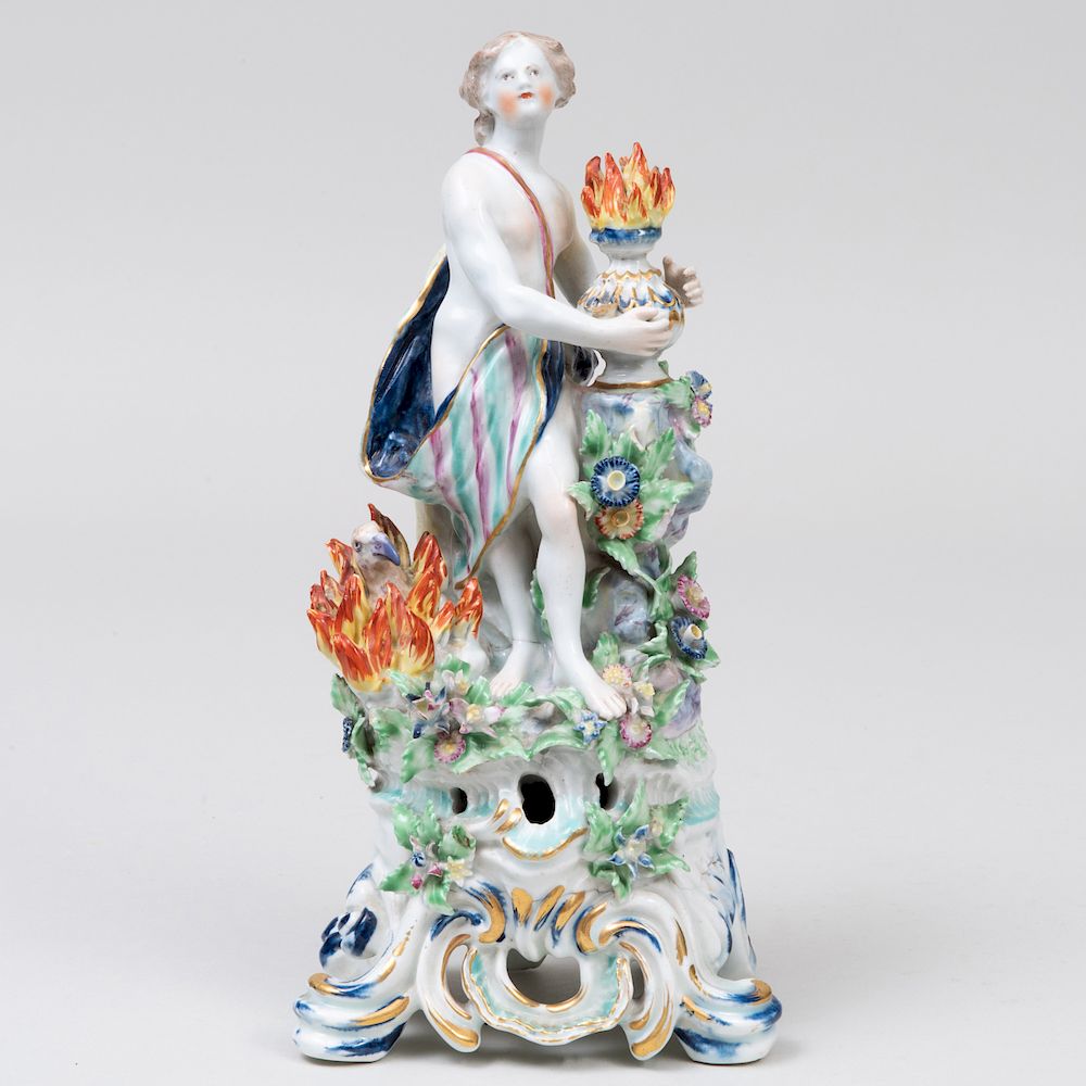 Appraisal: Bow Porcelain Figure Emblematic of Fire Underglaze blue mark in