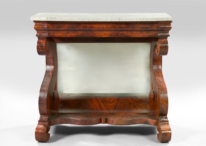 Appraisal: American Late Classical Mahogany and Marble-Top Pier Table second quarter