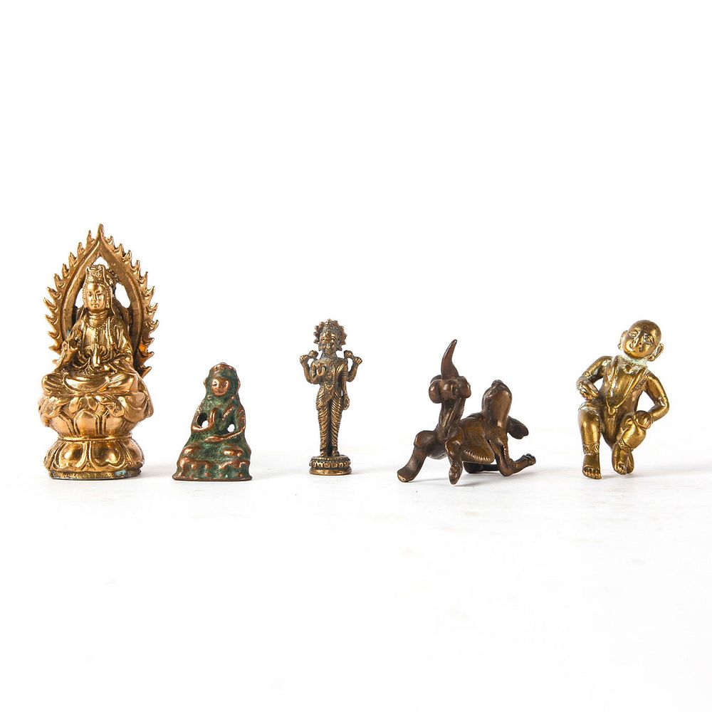 Appraisal: TH - TH C HINDU BRONZE FIGURINES SET OF Five