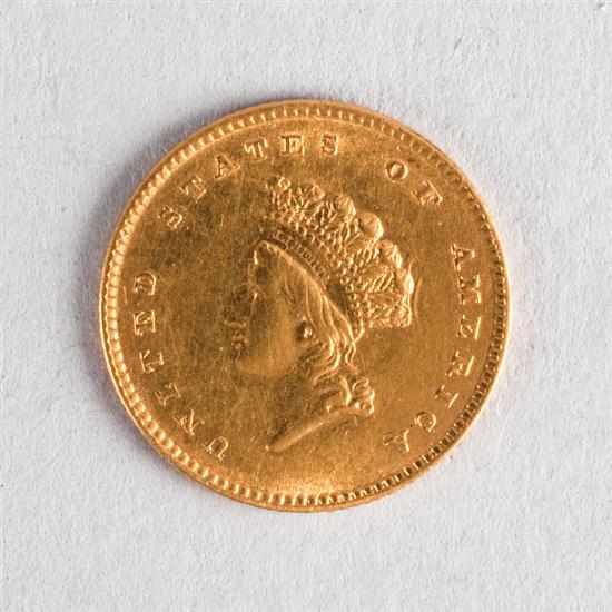 Appraisal: United States Indian Head Type II gold dollar AU- clash