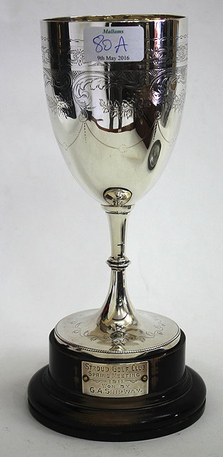 Appraisal: A GEORGE V SILVER TROPHY CUP the bowl with engraved