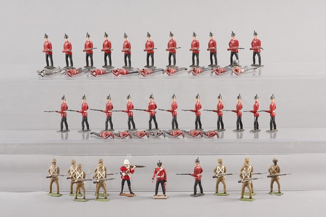 Appraisal: Lot of metal British Infantry standing at ready and lying