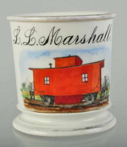 Appraisal: Railroad Caboose Shaving Mug Description Gilt name L L Marshall