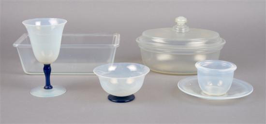 Appraisal: A Collection of American Opalescent Glass Articles Fry Height of