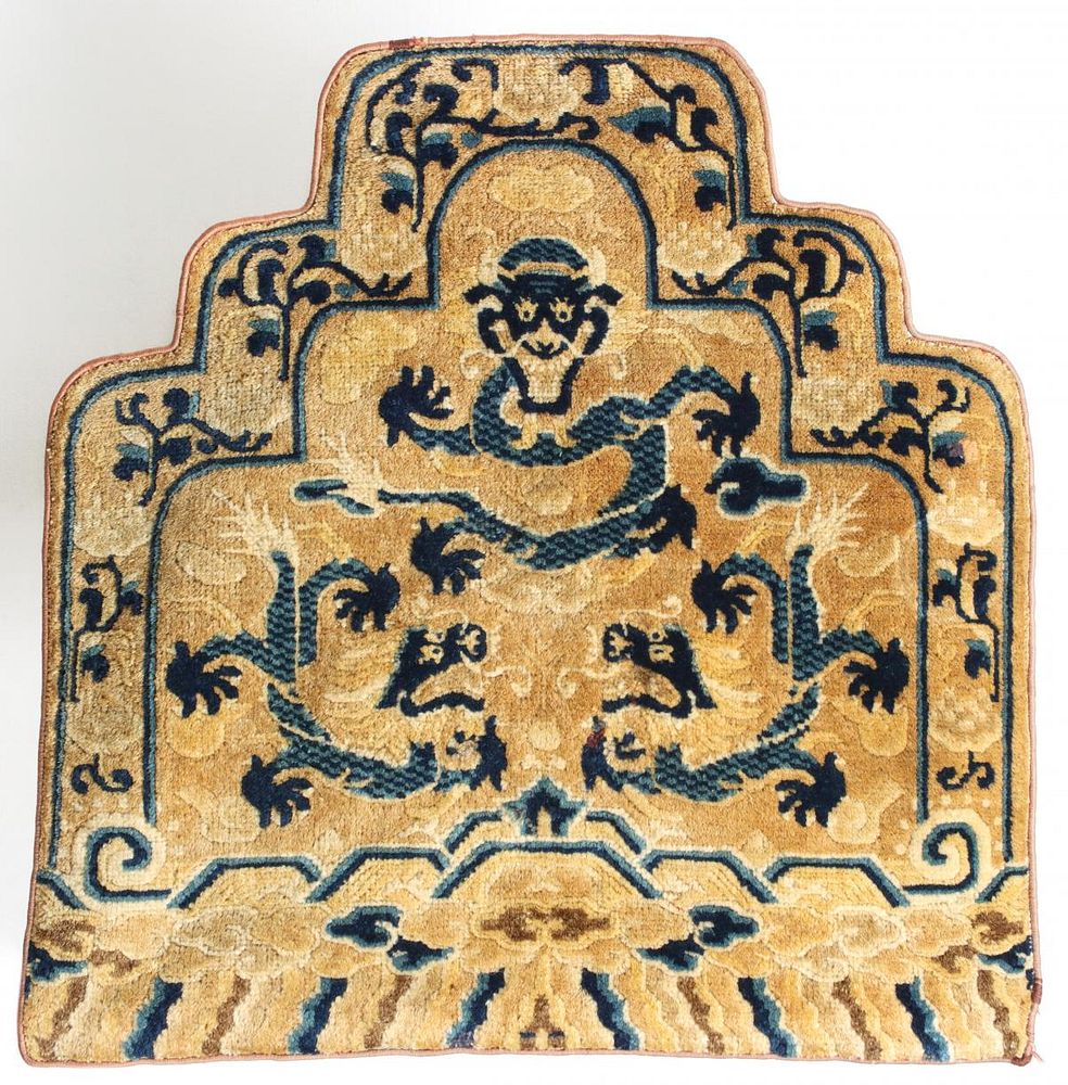 Appraisal: A TH CENTURY CHINESE HAND KNOTTED THRONE BACK WEAVING The