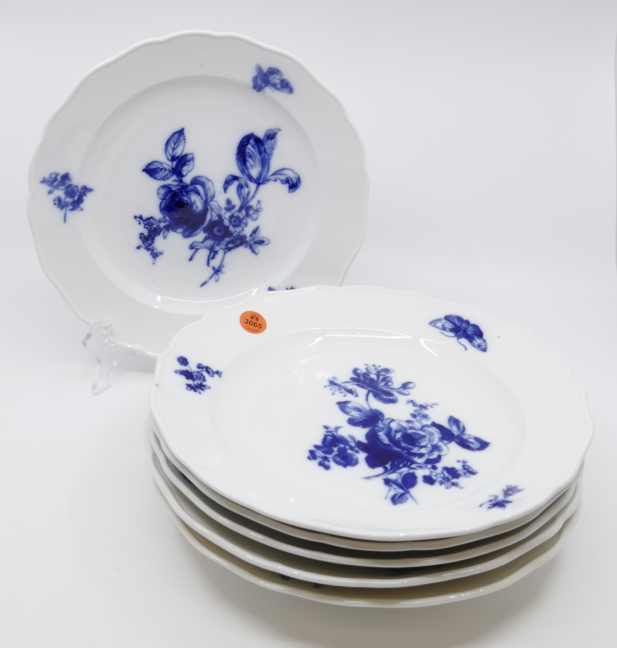 Appraisal: pc Meissen Blue Flowers and Insects Porcelain Plates Double strikes