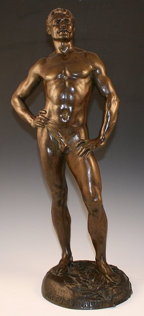 Appraisal: MALE SEMI-NUDE BRONZE ''Virtuti Palma'' '' h Susse Freres foundry