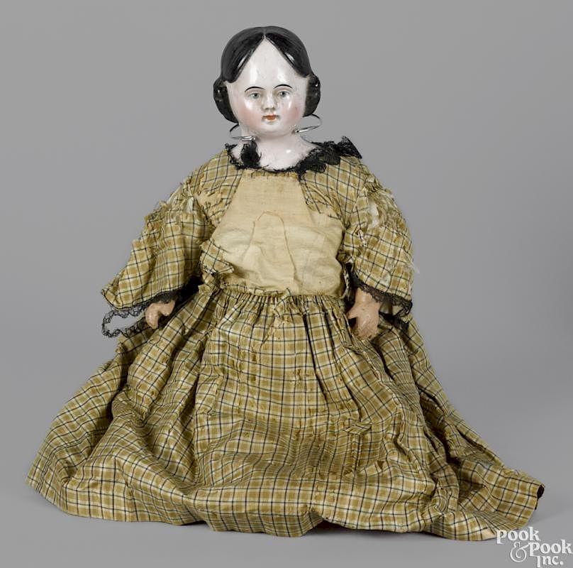 Appraisal: Molded hair China head doll with a painted shoulder head