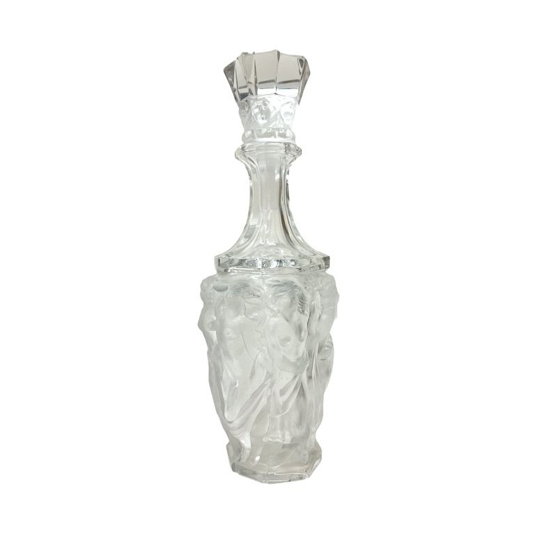 Appraisal: Frosted Crystal Liquor Bottle Exquisite crystal bottle with lid fine