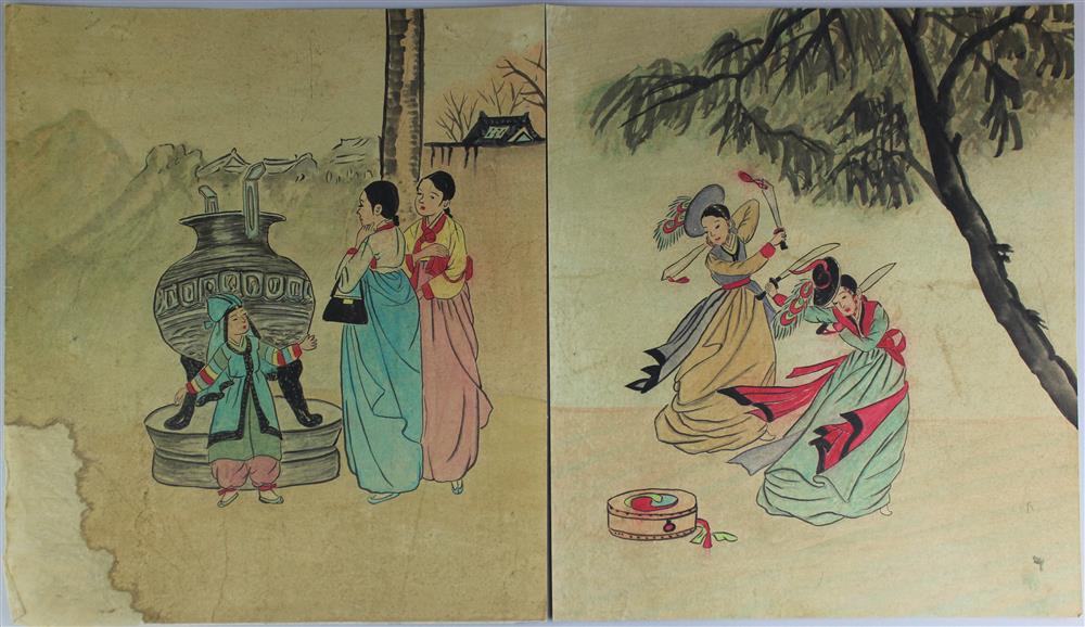 Appraisal: KOREAN GROUP OF PAINTINGS along with PAINTINGS SIGNED HUAZAN Ink