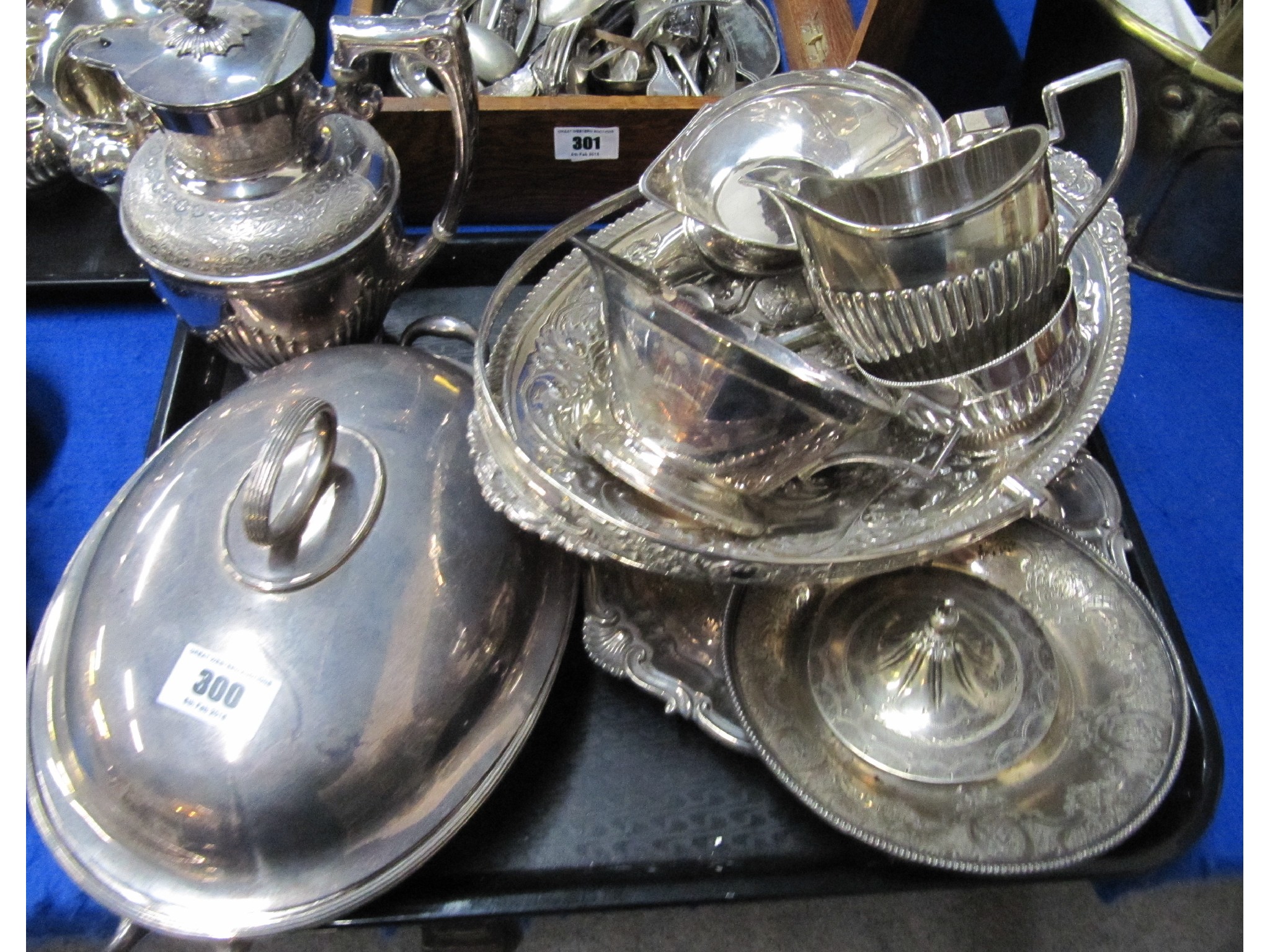 Appraisal: A tray lot of EP - salver entree dish teapot