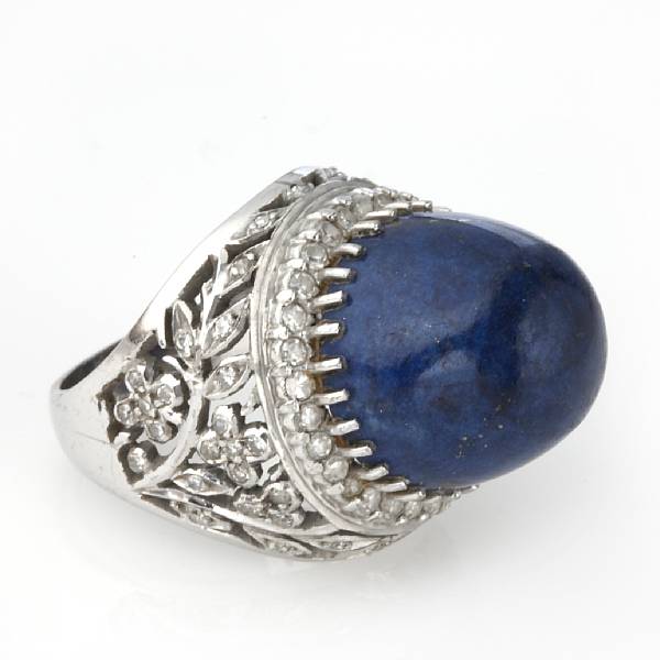 Appraisal: A lapis diamond and white gold ring