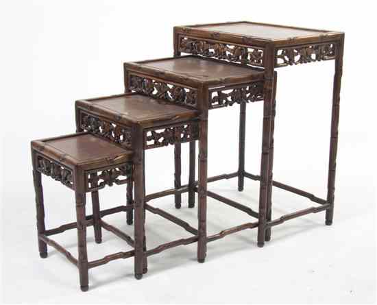 Appraisal: A Set of Four Chinese Nesting Tables having rectangular tops