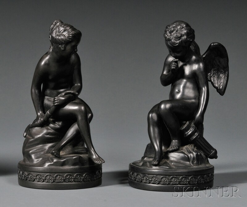 Appraisal: Pair of Wedgwood Black Basalt Cupid and Psyche Figures England