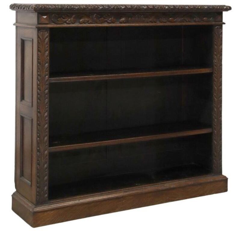 Appraisal: English oak open bookcase late th early th c frieze