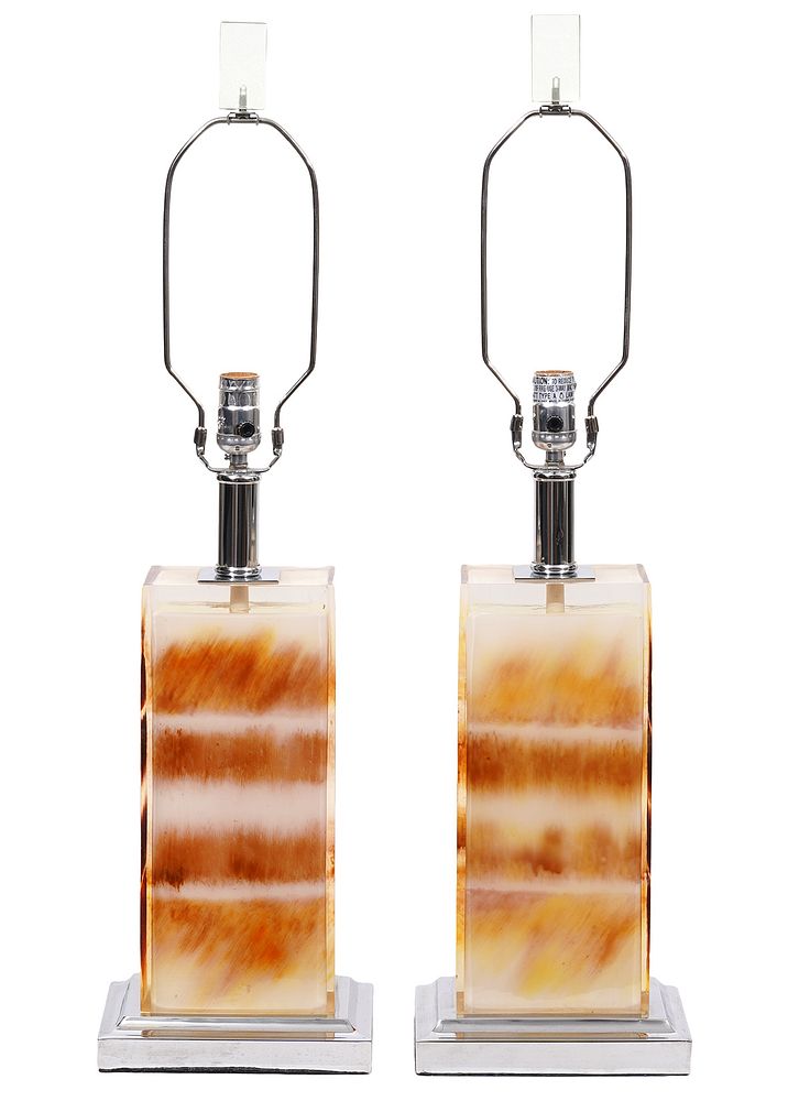 Appraisal: Pr Acrylic Mid-Century Table Lamps Pair of rectangluar acrylic and