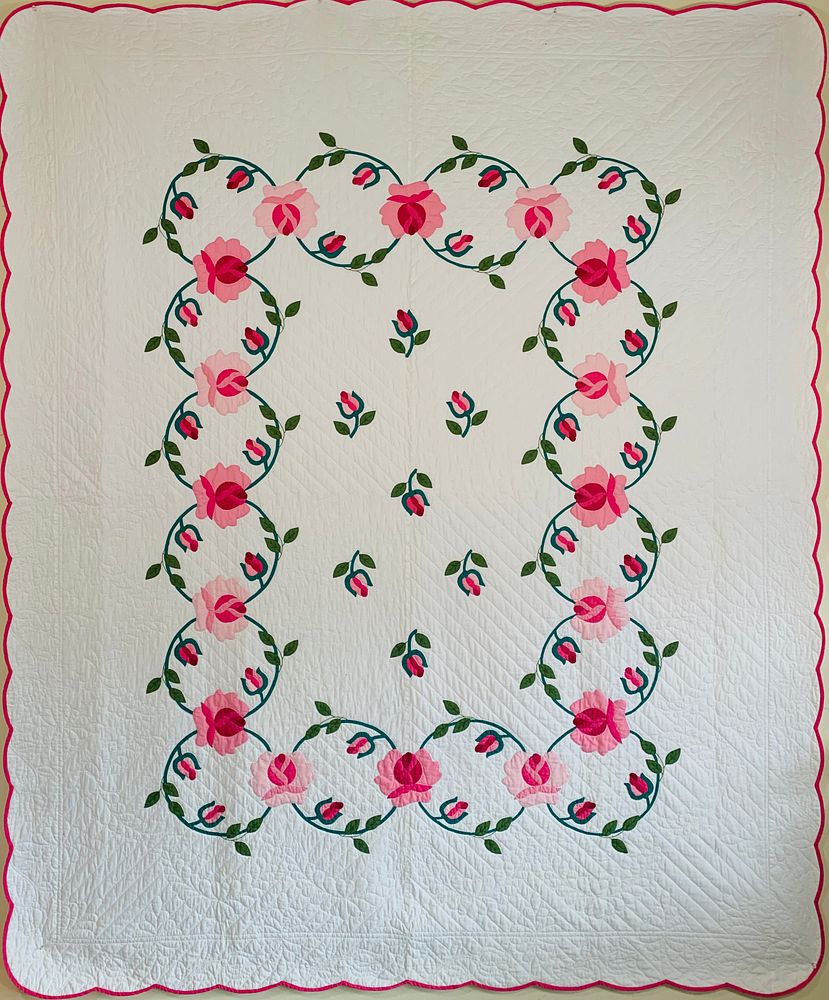 Appraisal: Rose and Vine Applique Quilt circa s Rose and Vine