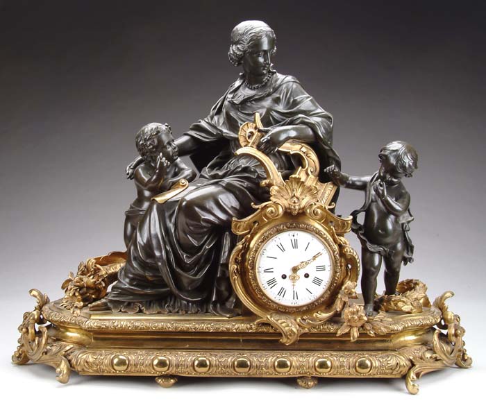 Appraisal: OUTSTANDING TH CENTURY BRONZE FIGURAL CLOCK Figural clock has a