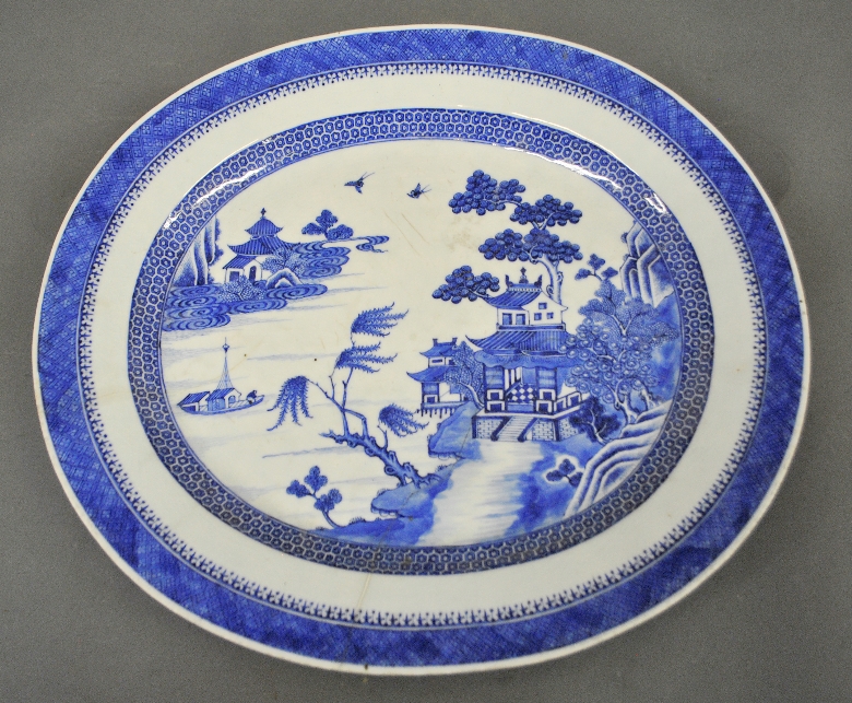 Appraisal: - Blue and white Chinese Nanking platter c As found