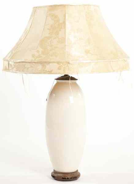 Appraisal: Chinese Blanc-de-Chine Table Lamptall form with silk shade in DOA