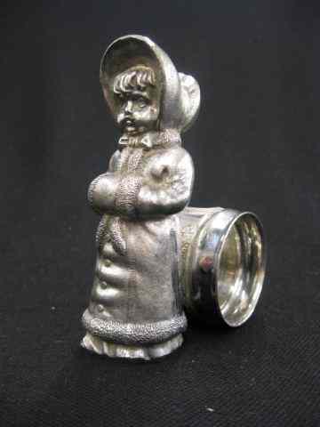 Appraisal: Victorian Figural Silverplate Napkin Ring Kate Greenway figure of a