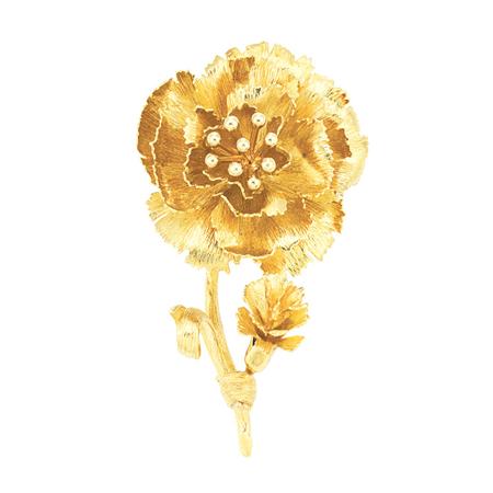 Appraisal: Gold Flower Clip-Brooch David Webb Estimate -