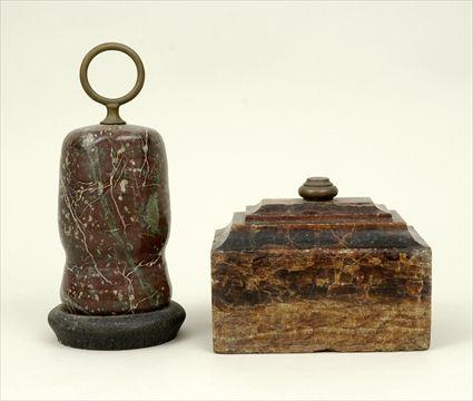 Appraisal: Blue-John Paperweight and Doorstop to in Provenance The Collection of