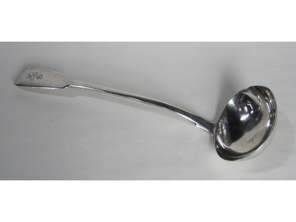 Appraisal: William IV silver soup ladle London