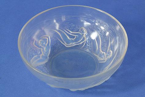 Appraisal: LALIQUE ONDINES an opalescent glass bowl decorated with six female