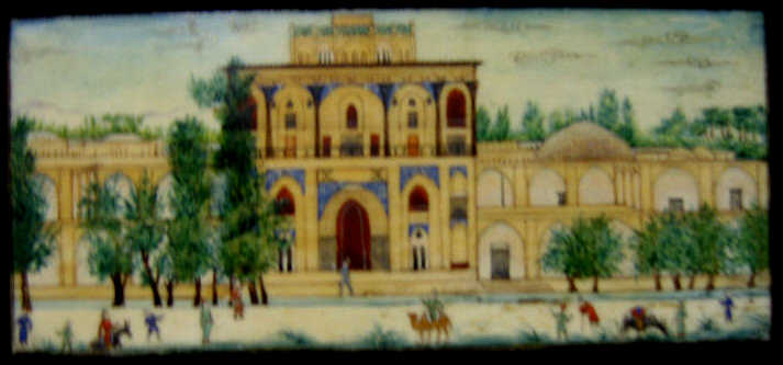 Appraisal: MUGHAL STYLE MINIATURE PAINTING ON IVORY Depicting architecture of a