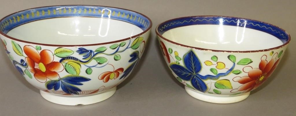 Appraisal: PEARLWARE WASTE BOWLS GAUDY DUTCH SINGLE ROSE ca Single Rose