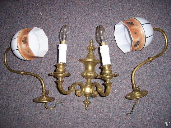 Appraisal: additional lotA brass two-light wall light in th Century style