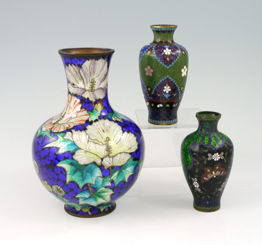 Appraisal: PIECE JAPANESE GINBARI CLOISONNE VASES pieces total to include Vase