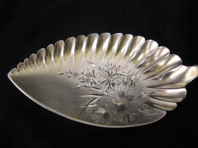 Appraisal: Victorian Sterling Silver Ice Cream Slice elaborate bright cut florals