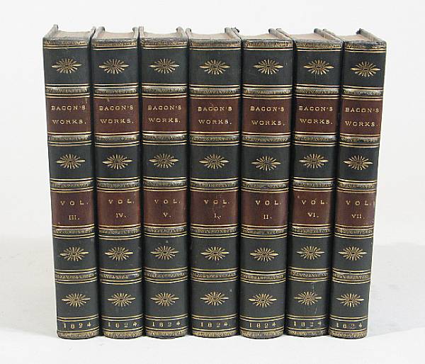 Appraisal: BINDINGS Bacon Francis Works vols London Later navy blue calf